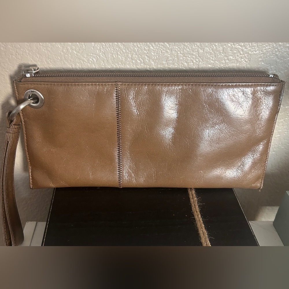 HOBO Brown Leather Wristlet Clutch